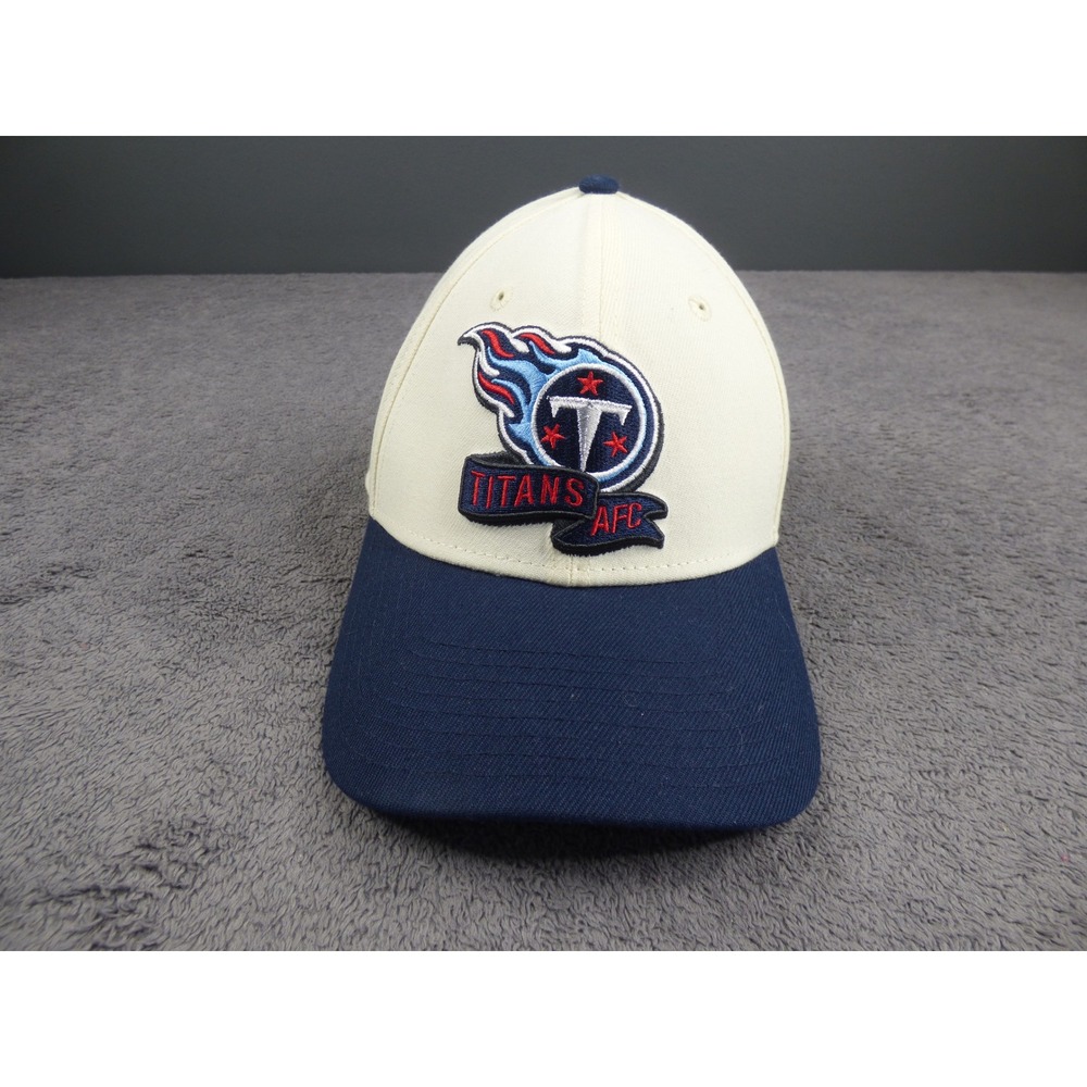 Tennessee Titans Hat Mens Small Medium Cream Navy Blue NFL Cap New Era 39THIRTY